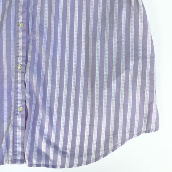 VTG Ralph Lauren Night Gown Sleep Shirt M Lavender Stripe Pocket Designer Lounge - Picture 4 of 8